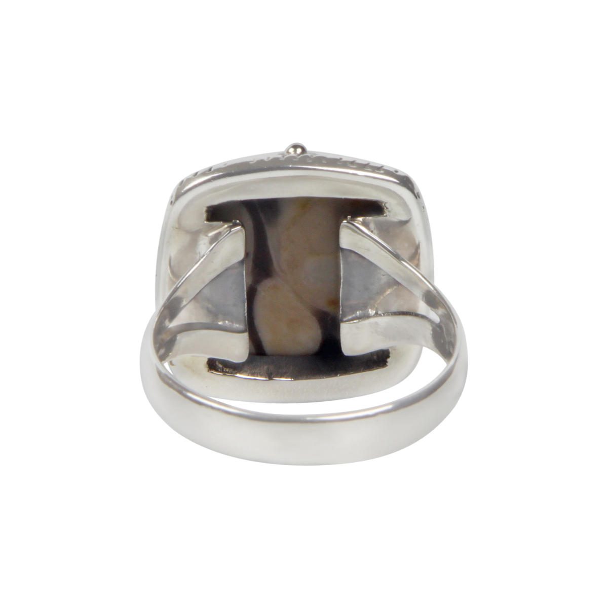 Sundari Jewellery Square Shaped Peanut Wood Jasper Sterling Silver Ring