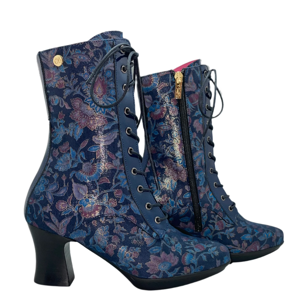 Fergie - Navy Floral victorian lace up Secondary image