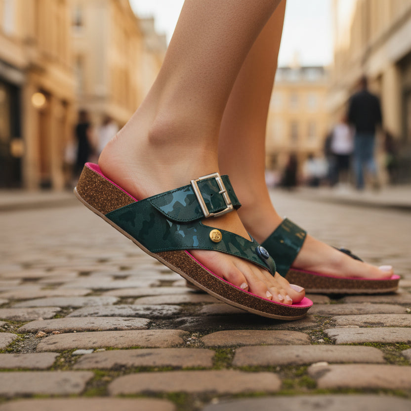 Je Suis - Green army flat cork sandal - Chanii B Main image