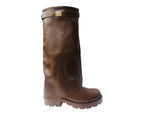 Knee High Faux Leather Fold Over Chunky Sole Boots