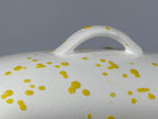 Butter Dish with White Lid Yellow Spots