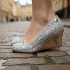 Chavalier-light blue multi print wedge - Chanii B