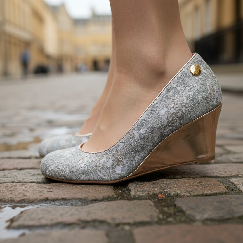 Chavalier-light blue multi print wedge - Chanii B
