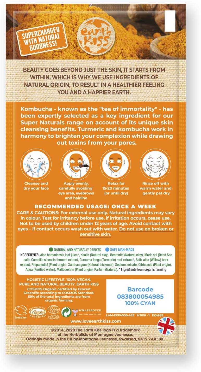 Earth Kiss Super Naturals Detoxifying Kombucha and Turmeric Clay Mask (10g) to Detoxify and Brighten Complexion Secondary image