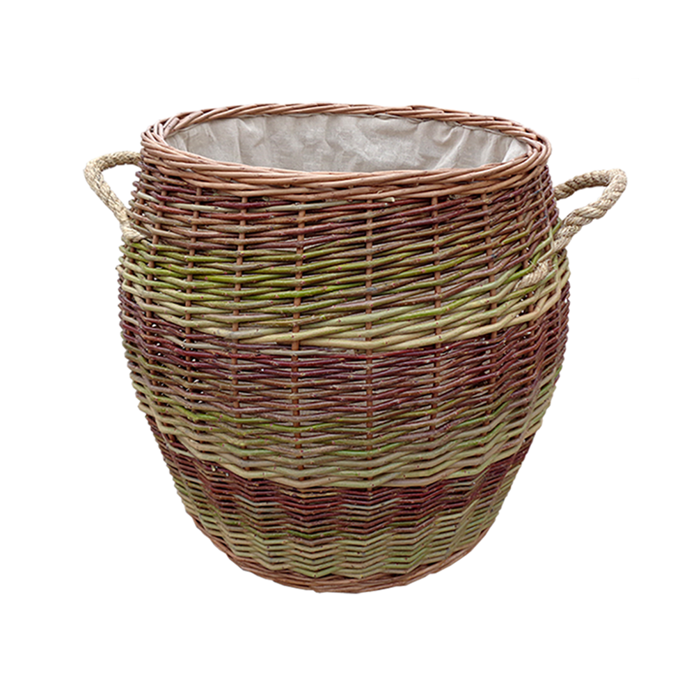 Rope Handle Wicker Barrel Log Basket Main image
