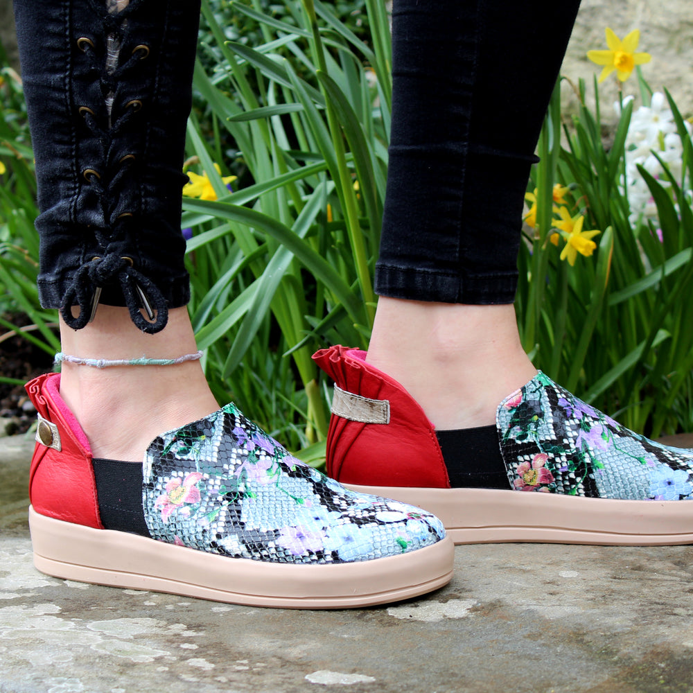 La Princess - Python- denim print leather slip on sneaker - Chanii B