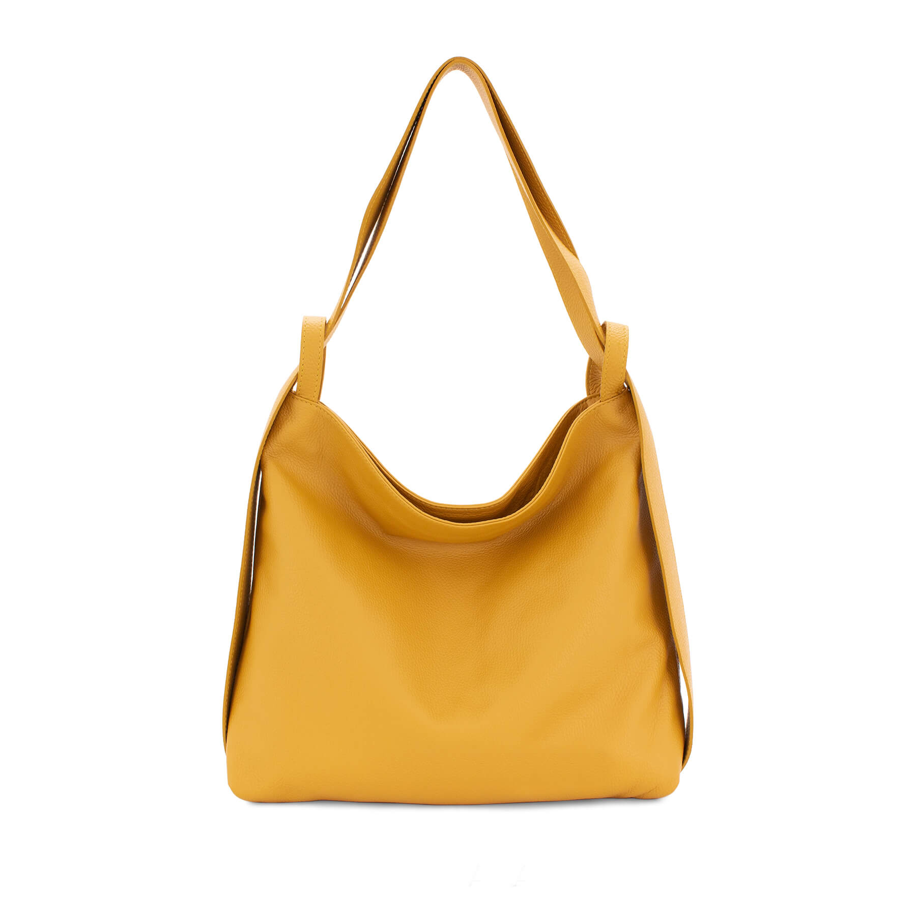 Italian Leather High Quality Large Leather Convertible Backpack -Ultimati Mustard Main image
