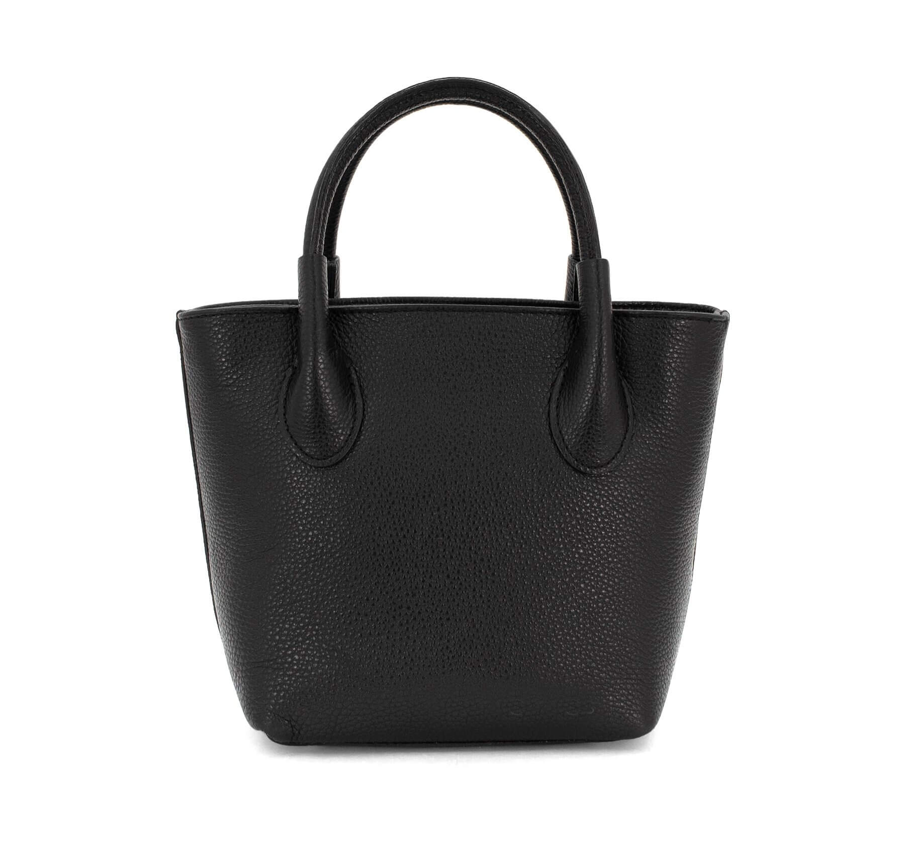 Italian Designer Leather Grab Bag - Swolit Domenico - Black Main image