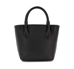 Italian Designer Leather Grab Bag - Swolit Domenico - Black