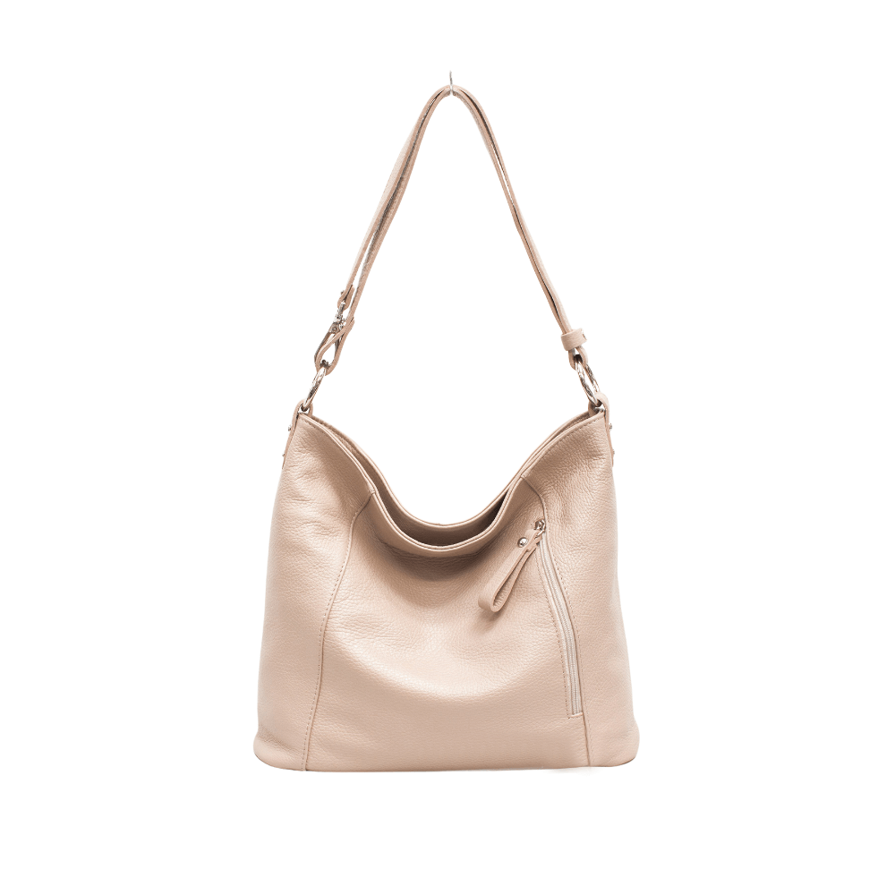 Italian Designer Leather Handbag with Adjustable Strap Stella - Nude