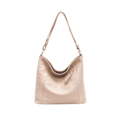 Italian Designer Leather Handbag with Adjustable Strap Stella - Nude