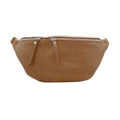 Italian Designer Leather Large Sling Bag Dark Tan