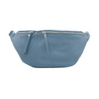 Italian Designer Leather Large Sling Bag Dusty Blue