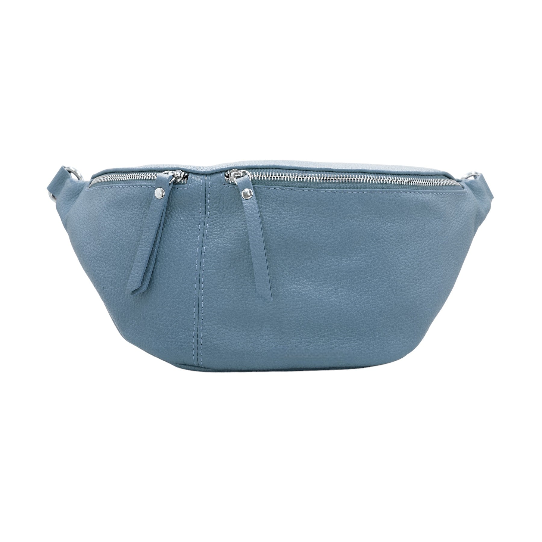 Italian Designer Leather Large Sling Bag Dusty Blue