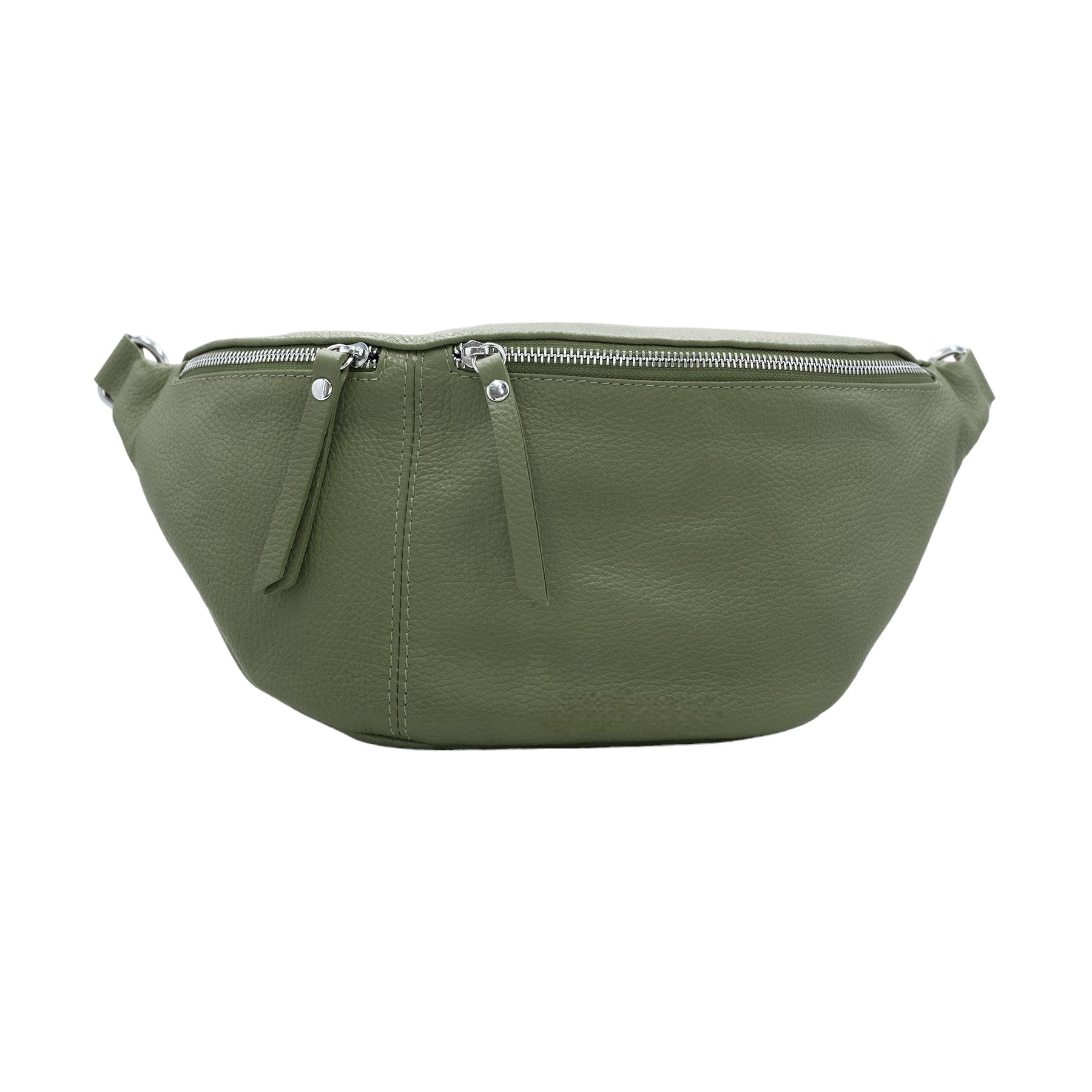 Italian Designer Leather Large Sling Bag Olive Green