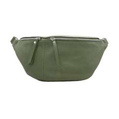 Italian Designer Leather Large Sling Bag Olive Green