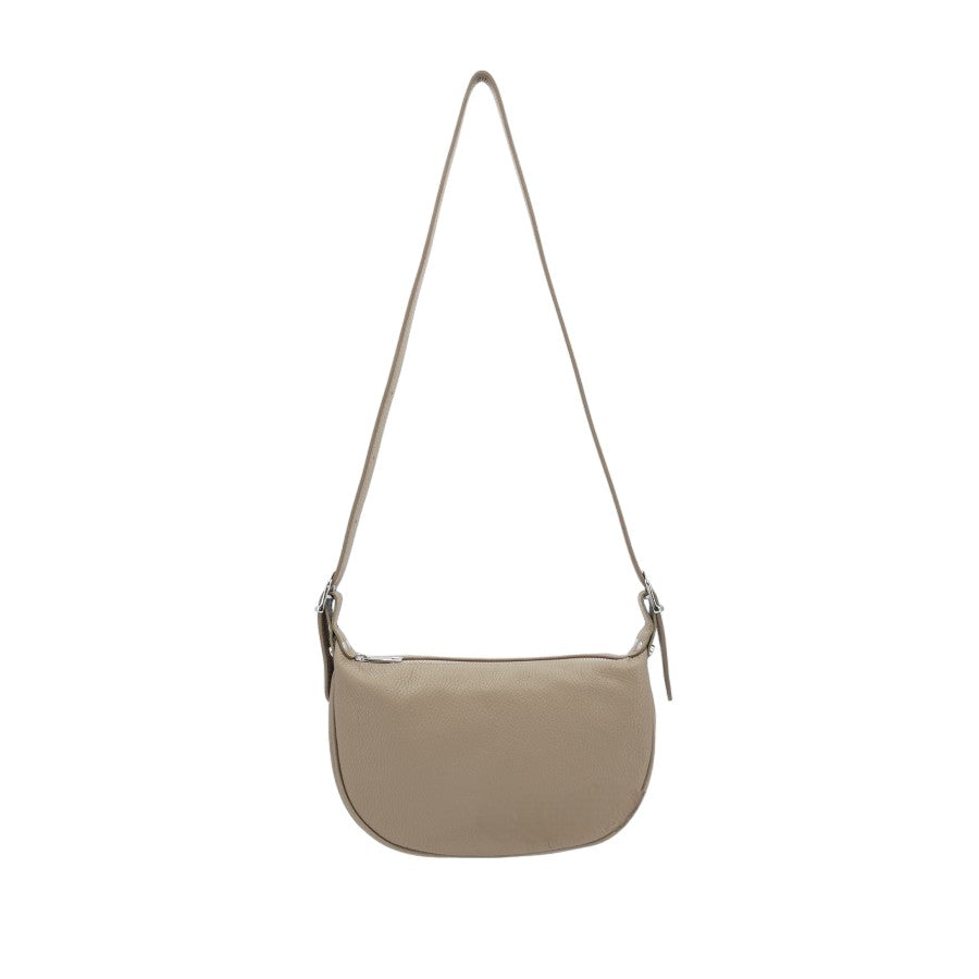 Italian Designer Leather Round Shoulder Bag Dark Beige Main image