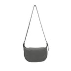 Italian Designer Leather Round Shoulder Bag Dark Grey