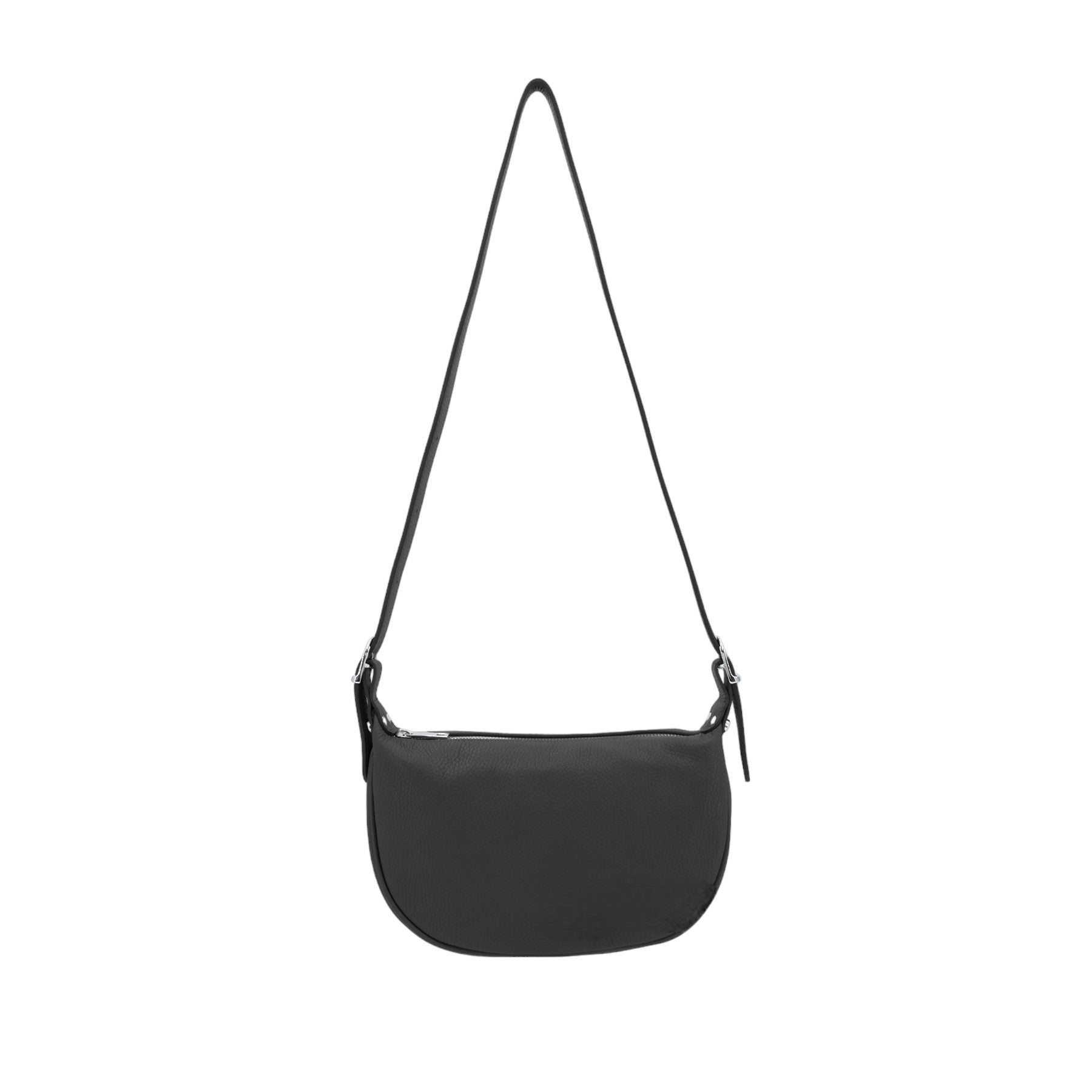 Italian Designer Leather Round Shoulder Bag Black Main image