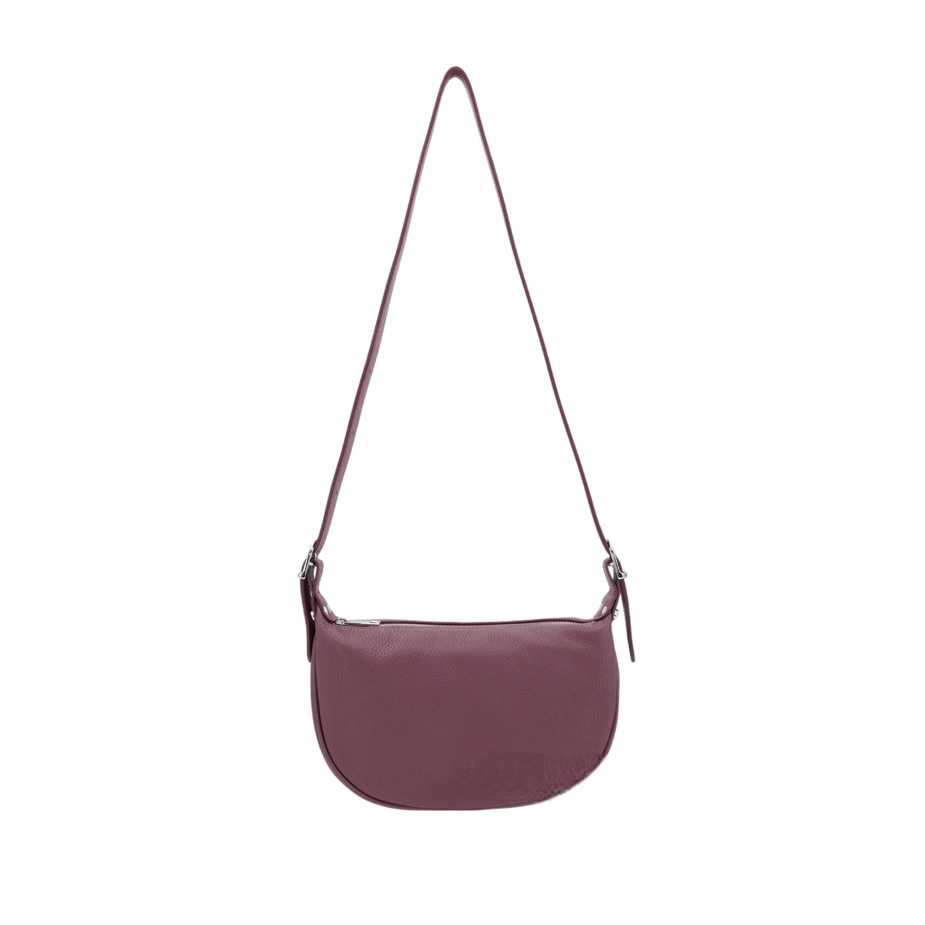 Italian Designer Leather Round Shoulder Bag Burgundy Main image