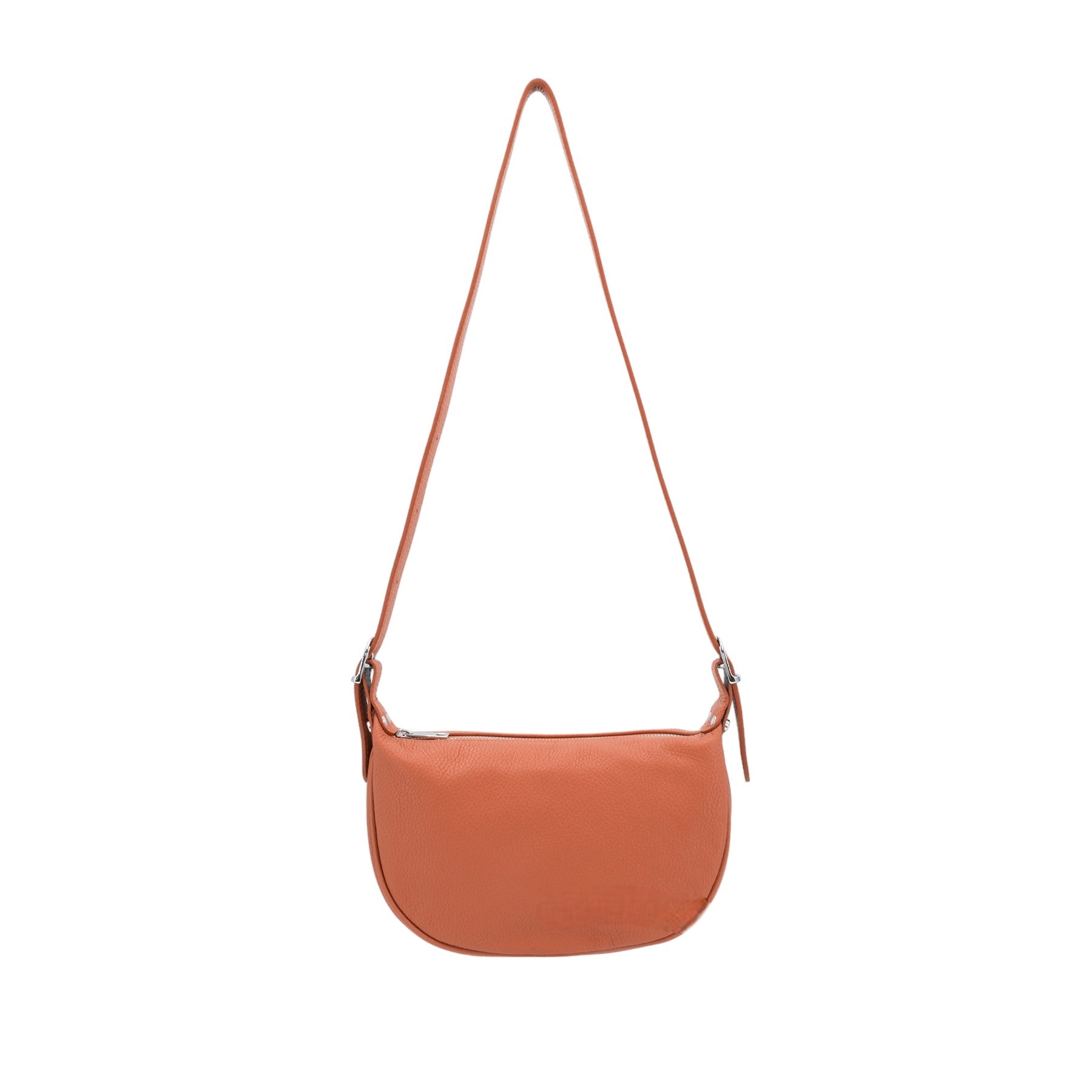 Italian Designer Leather Round Shoulder Bag Dark Orange Main image