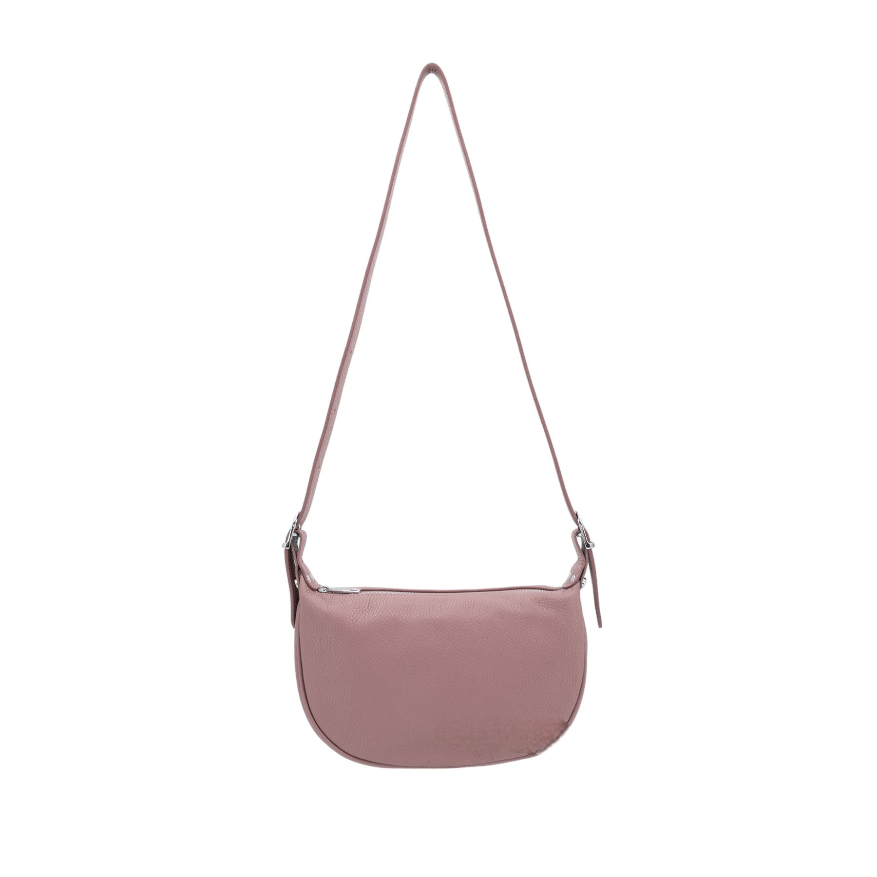 Italian Designer Leather Round Shoulder Bag Dusty Pink Main image
