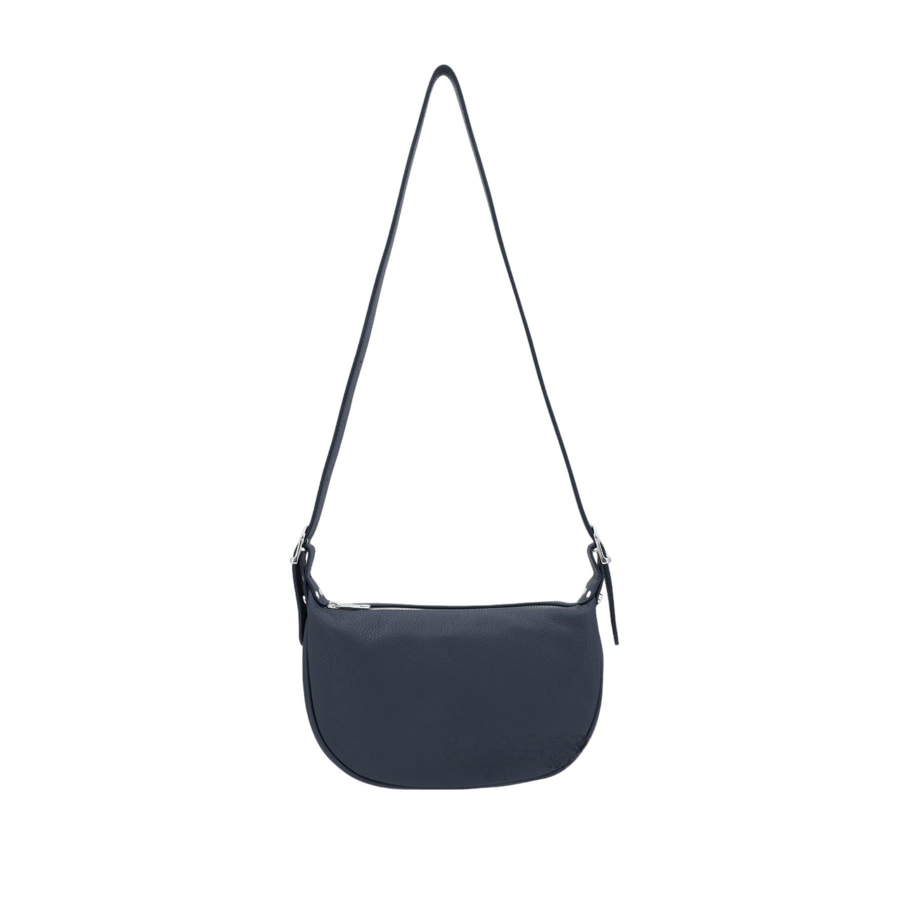 Italian Designer Leather Round Shoulder Bag Navy Main image