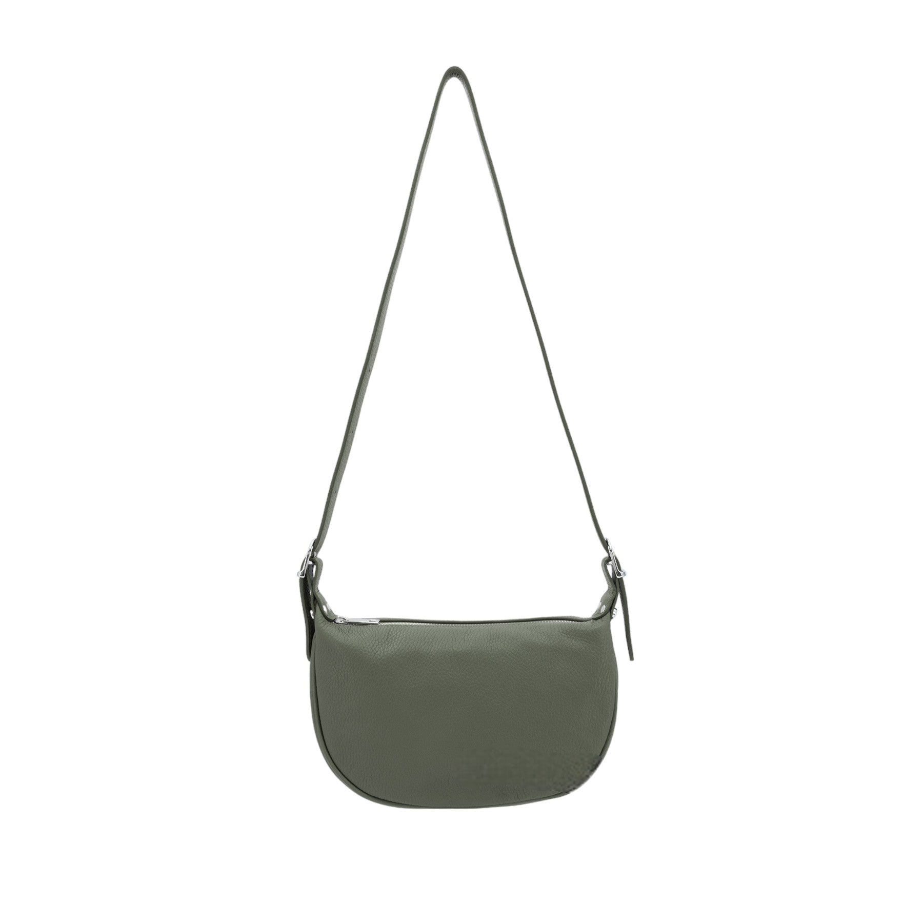 Italian Designer Leather Round Shoulder Bag Olive Green Main image