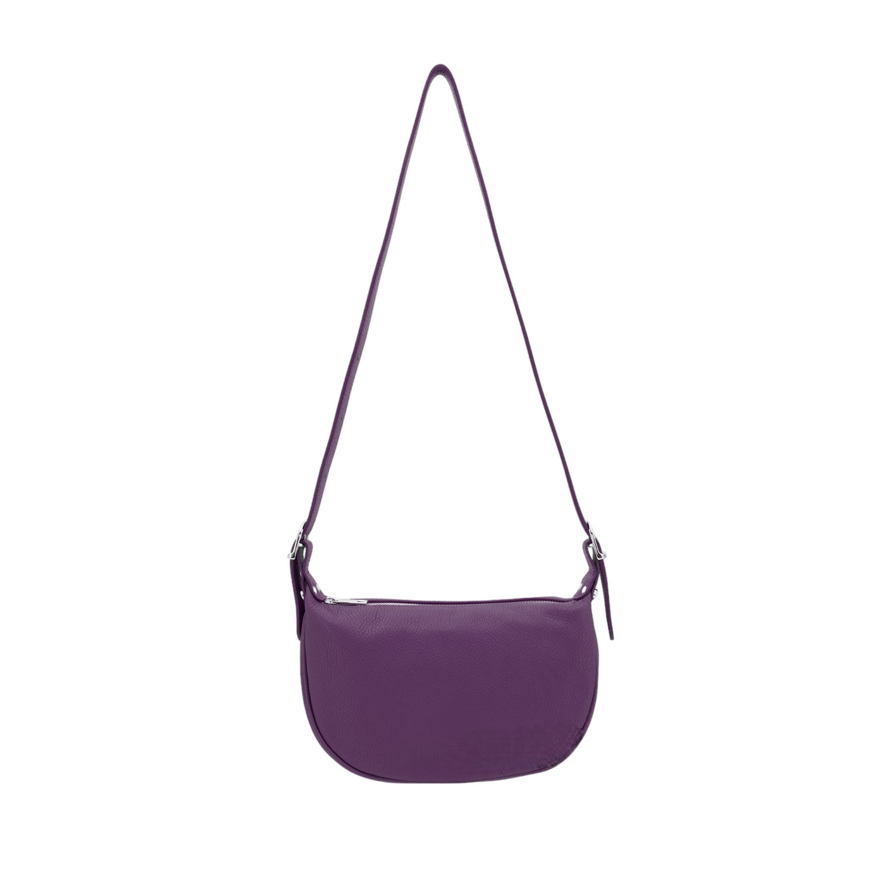 Italian Designer Leather Round Shoulder Bag Purple