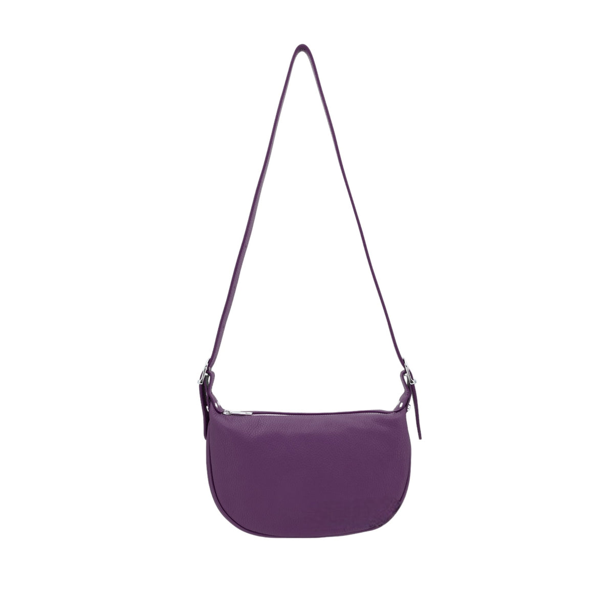 Italian Designer Leather Round Shoulder Bag Purple