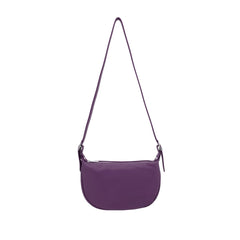 Italian Designer Leather Round Shoulder Bag Purple