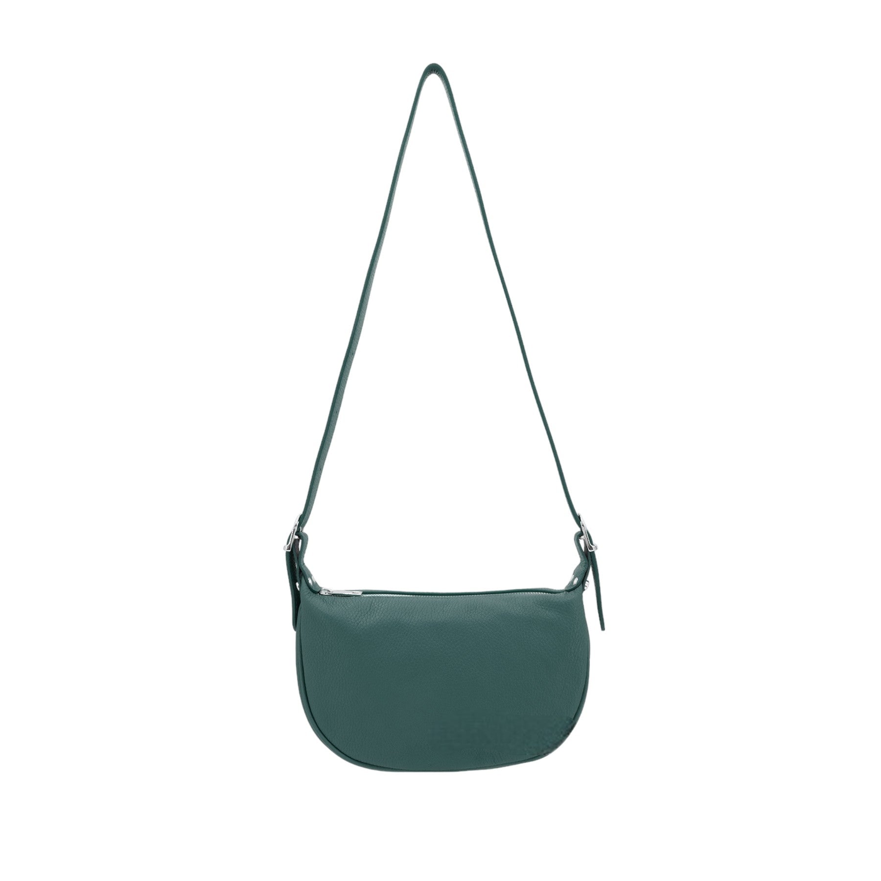 Italian Designer Leather Round Shoulder Bag Teal Main image
