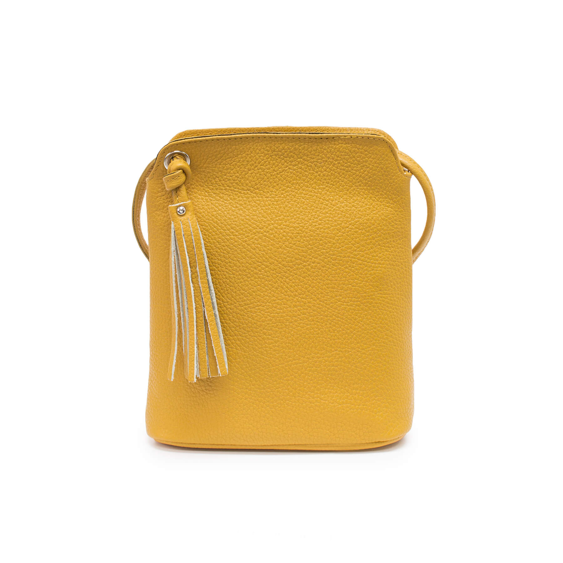 Italian Leather Tassel Crossbody- Fozzino Mustard Main image