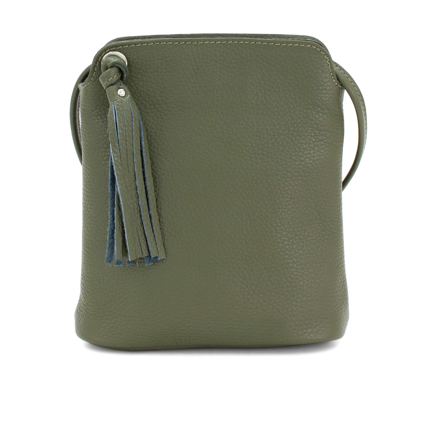 Italian Leather Tassel Crossbody-Fozzino Olive Dark Green Main image