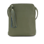 Italian Leather Tassel Crossbody-Fozzino Olive Dark Green