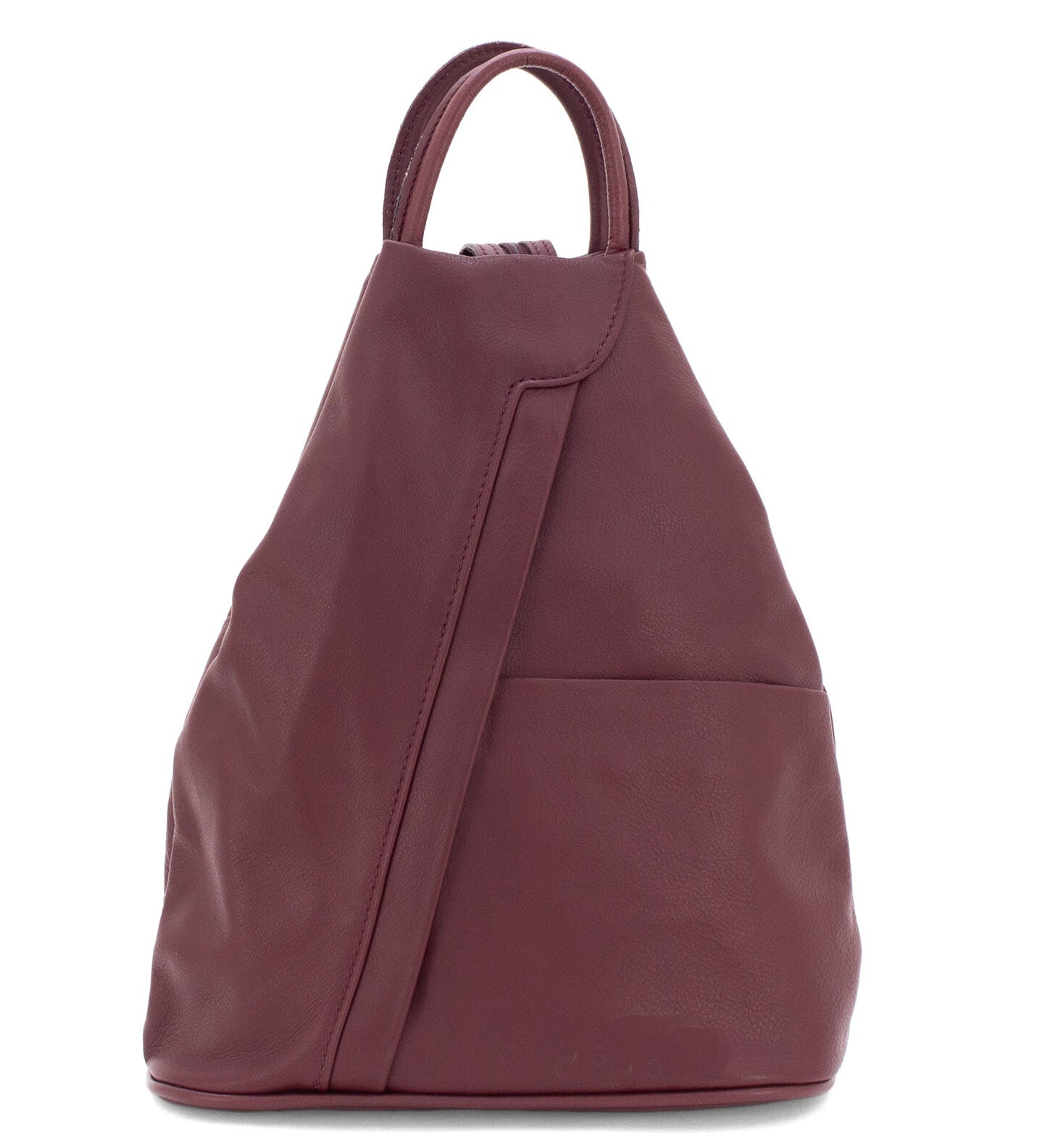 Italian Designer Soft Leather Triangular Backpack Ilaria Burgundy Main image