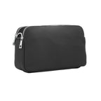 Italian Designer Leather Rectangular Triple Compartment Crossbody Black