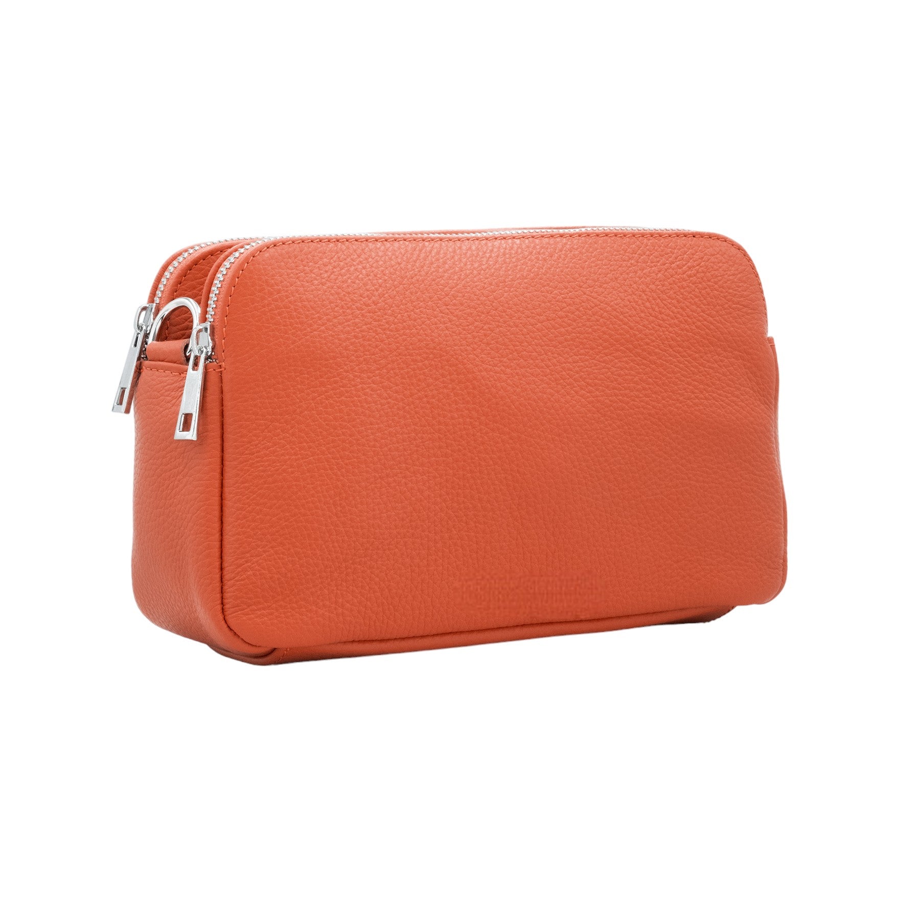 Italian Designer Leather Rectangular Triple Compartment Crossbody Dark Orange Main image