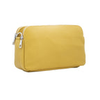 Italian Designer Leather Rectangular Triple Compartment Crossbody Mustard