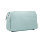 Italian Designer Leather Rectangular Triple Compartment Crossbody Pale Blue