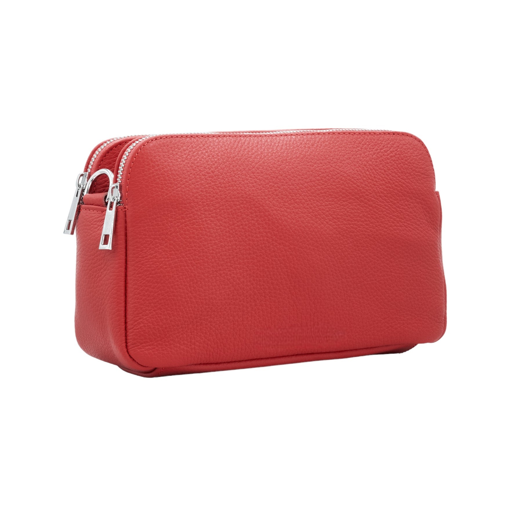 Italian Designer Leather Rectangular Triple Compartment Crossbody Red Main image