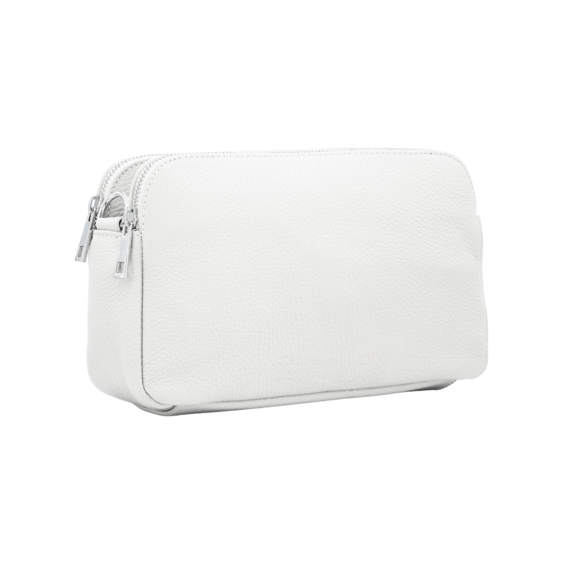Italian Designer Leather Rectangular Triple Compartment Crossbody Pure White Main image