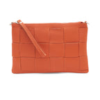 Italian Leather Woven Crossbody Bag / Clutch - Capri Dark Orange