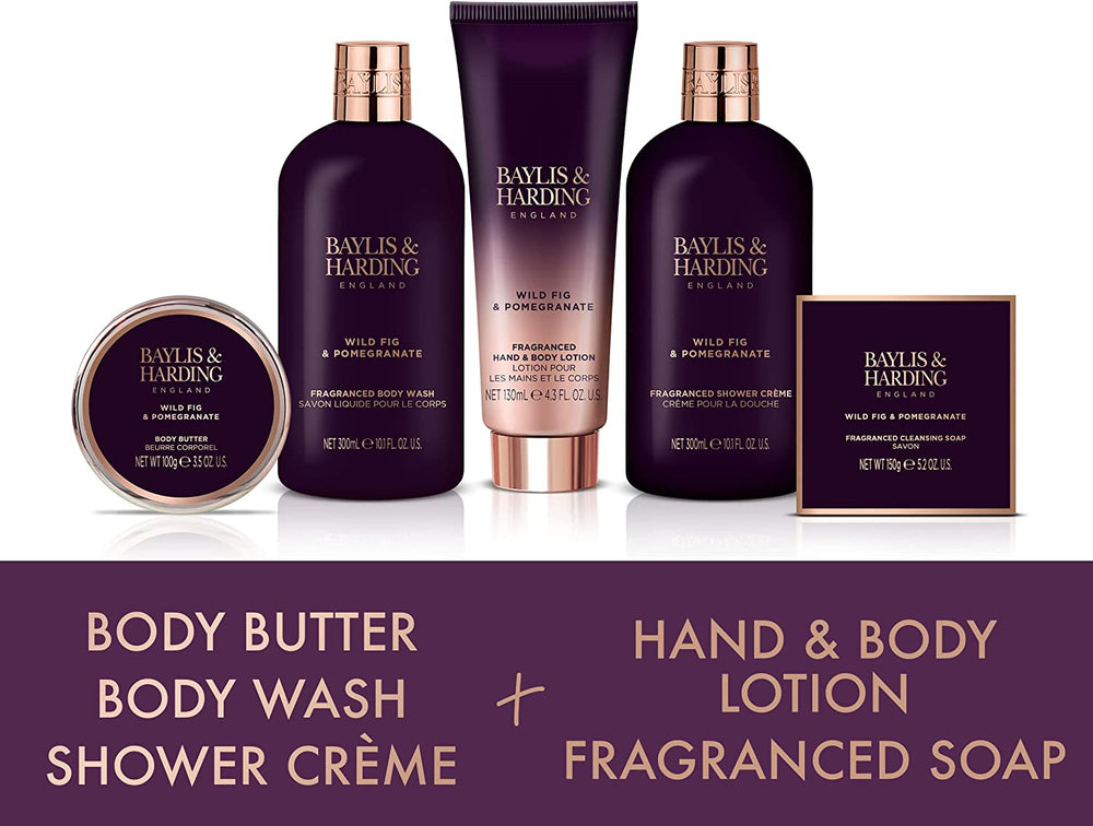 Baylis & Harding Limited Edition Wild Fig & Pomegranate Perfect Pamper Gift Pack - Vegan Friendly