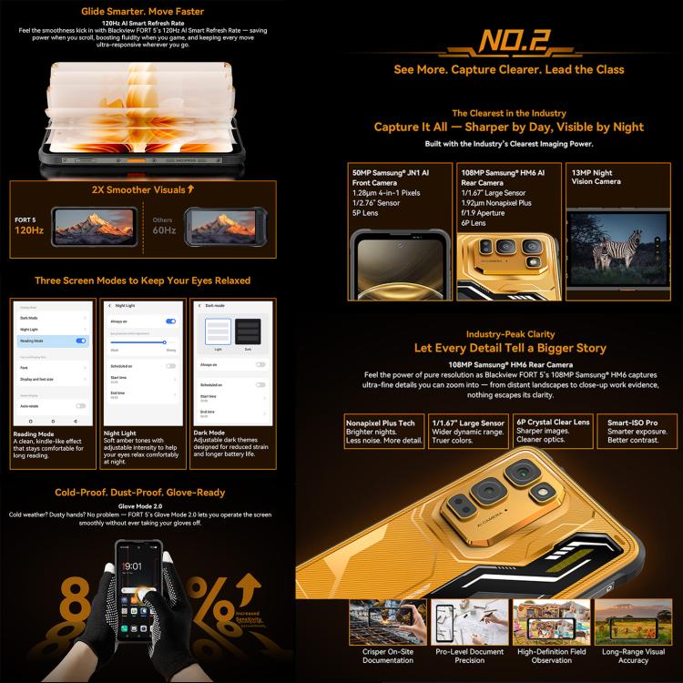 [HK Warehouse] Blackview FORT 5, 12GB+256GB, 6.78 inch Android 16 Mediatek MT8781 Helio G100 Octa Core, Network: 4G, OTG, NFC (Black)