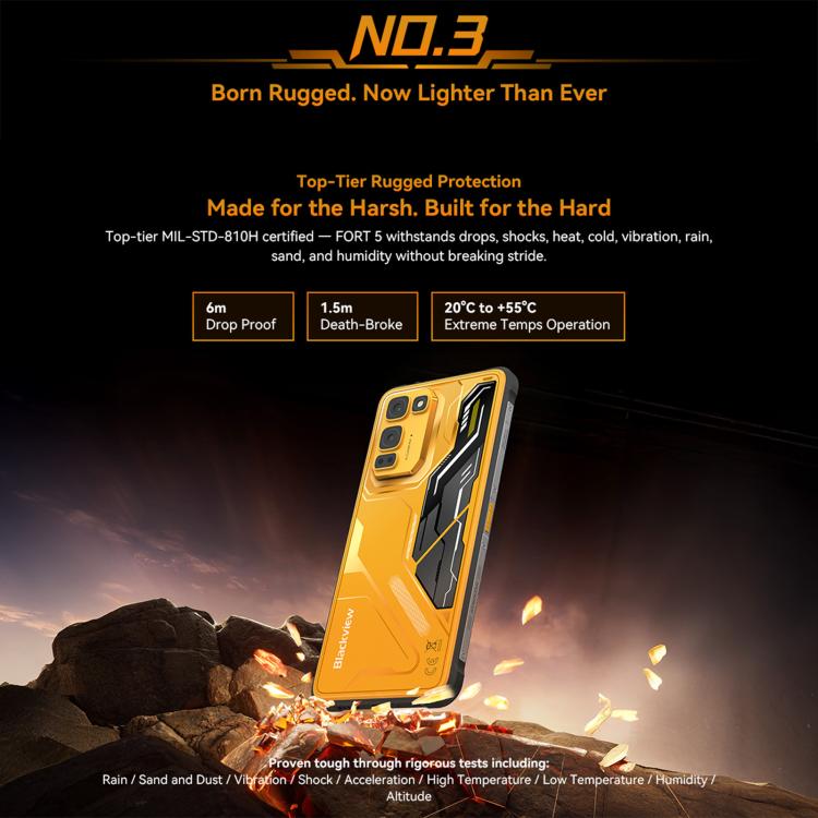 [HK Warehouse] Blackview FORT 5, 12GB+256GB, 6.78 inch Android 16 Mediatek MT8781 Helio G100 Octa Core, Network: 4G, OTG, NFC (Black)