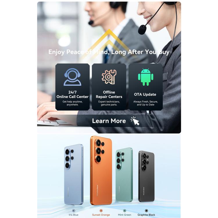 [HK Warehouse] Blackview WAVE 10, 8GB+128GB, 6.88 inch Android 16 Unisoc UMS9230E Octa Core, Network: 4G, OTG (Mint Green)