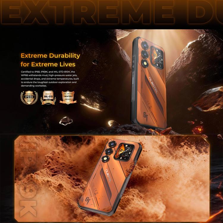 [HK Warehouse] Oukitel WP66 5G Rugged Phone, 12GB+512GB, Side Fingerprint, 6.6 inch Android 16.0 MTK Dimensity 7025 Octa-Core, NFC, OTG, Network: 5G (Orange)