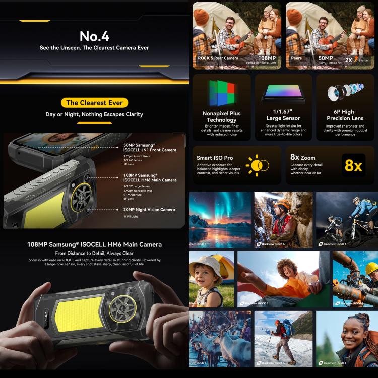 [HK Warehouse] Blackview ROCK 5 Rugged Phone, 6GB+256GB, 6.67 inch Android 16 Helio G100 MT8781 Octa Core, Network: 4G, OTG, NFC (Black)