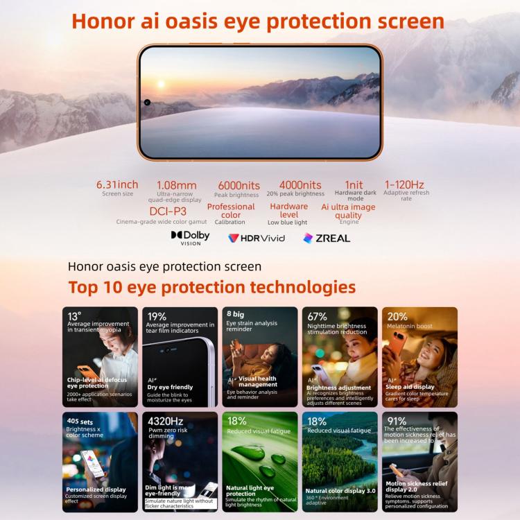 Honor Magic8 Pro Air, 12GB+256GB, Screen Fingerprint, 6.31 inch MagicOS 10.0 / Android 16 Dimensity 9500 Octa Core, Network: 5G, NFC, OTG (Orange)